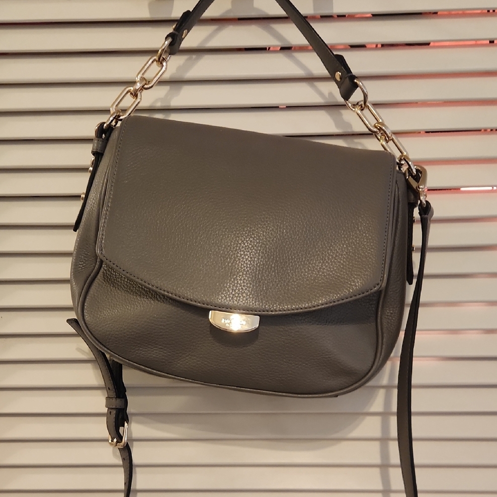 Kate Spade Gray Shoulder Bag with Metallic Detail